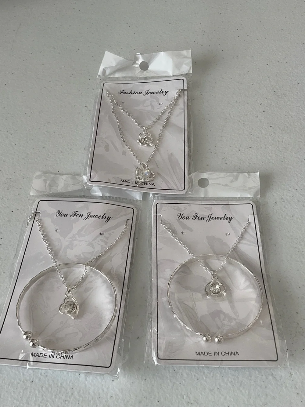 You Fen Silver-Tone Necklace and Bracelet Bundle Set